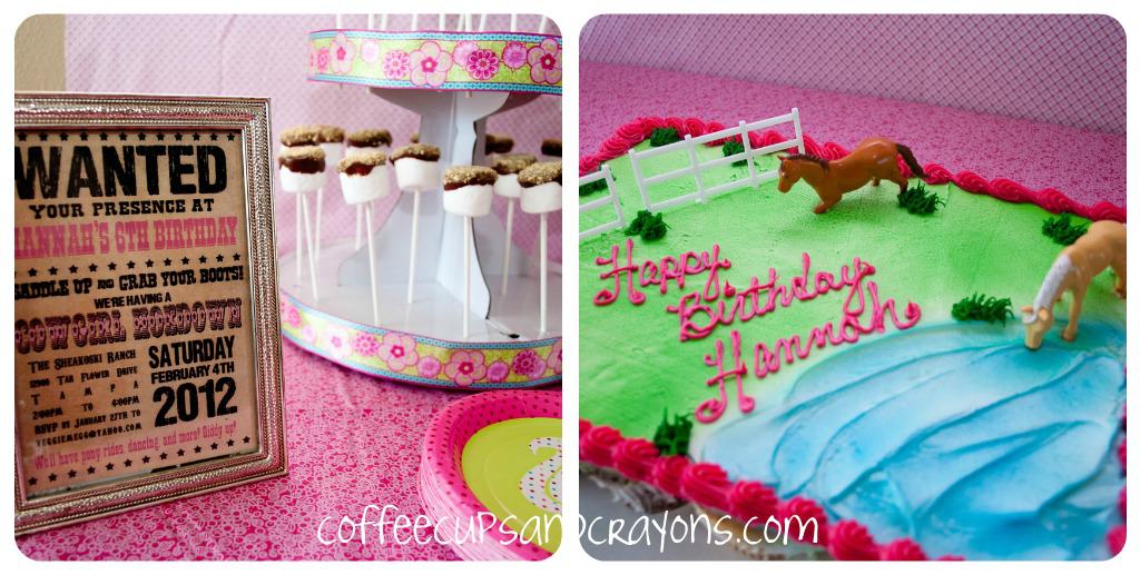 Cowgirl Party Horse Cake and Smores Pops