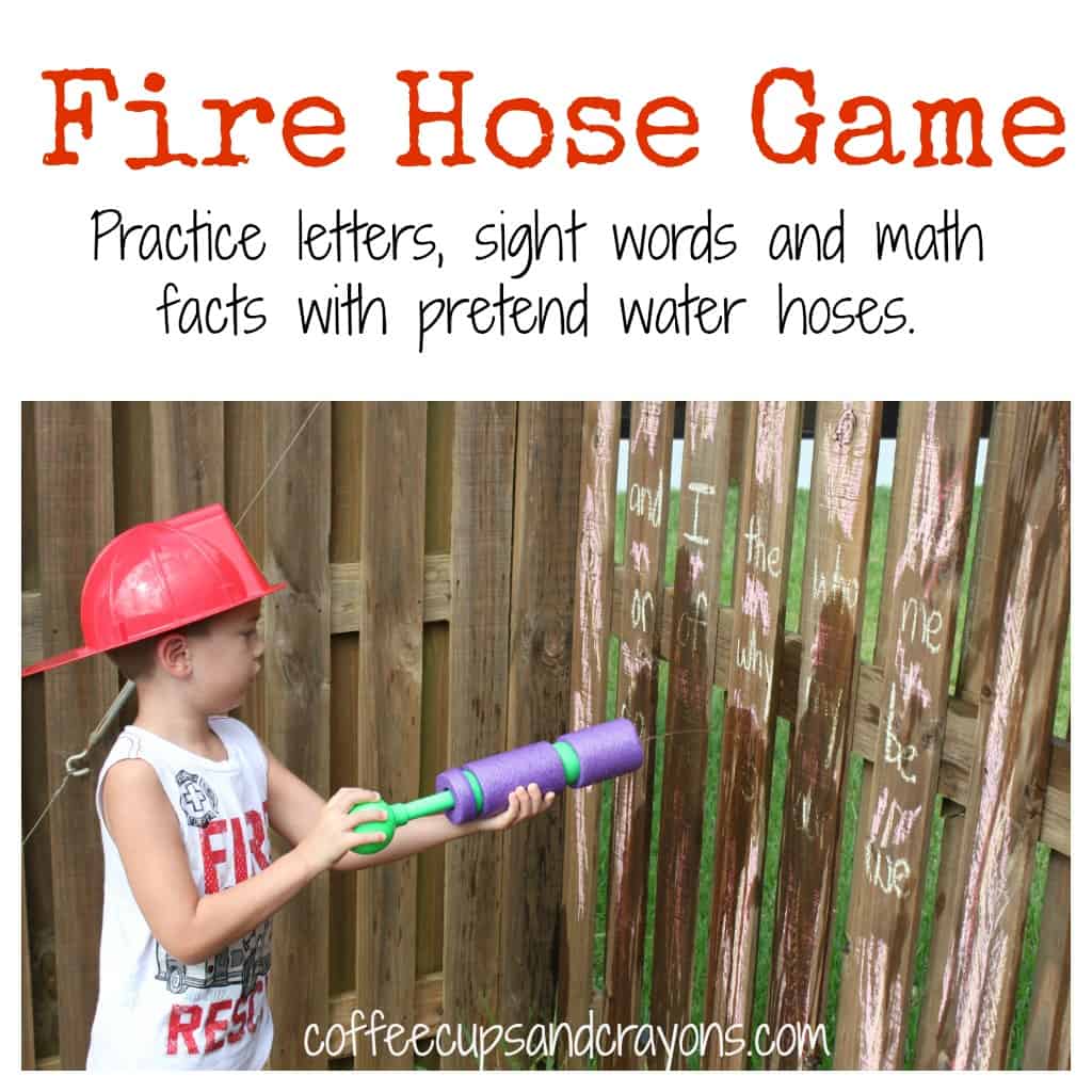 Pretend to be a fire fighter and practice letters, sight words, and math facts.