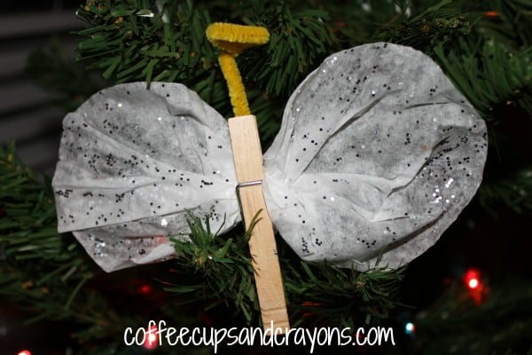 Easy Kids Craft: Coffee Filter Angel Christmas Ornament