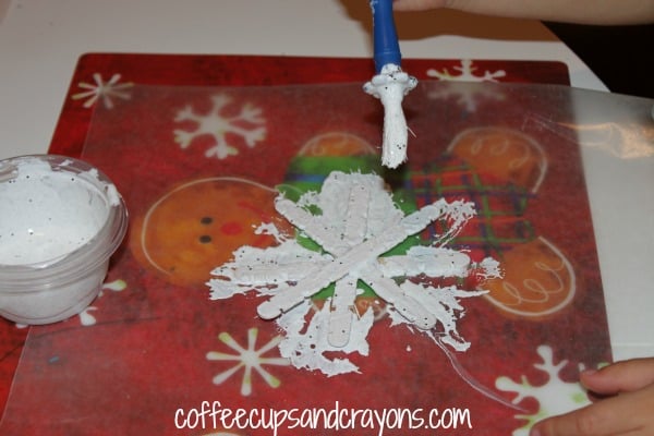 Painted Craft Stick Snowflake Ornaments