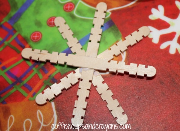 Snowflake Ornament Kids Craft with Popsicle Sticks