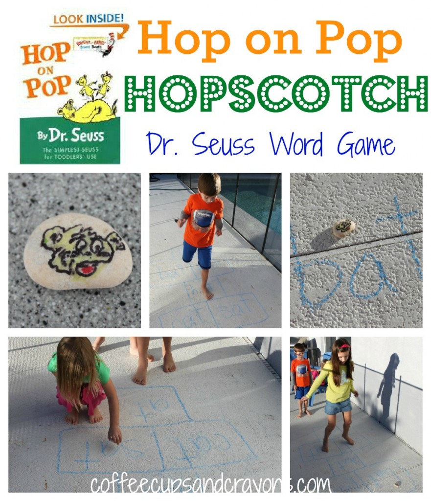 Hop on Pop Hopscotch  ~ Dr Seuss activities for kids {Weekend Links} from HowToHomeschoolMyChild.com