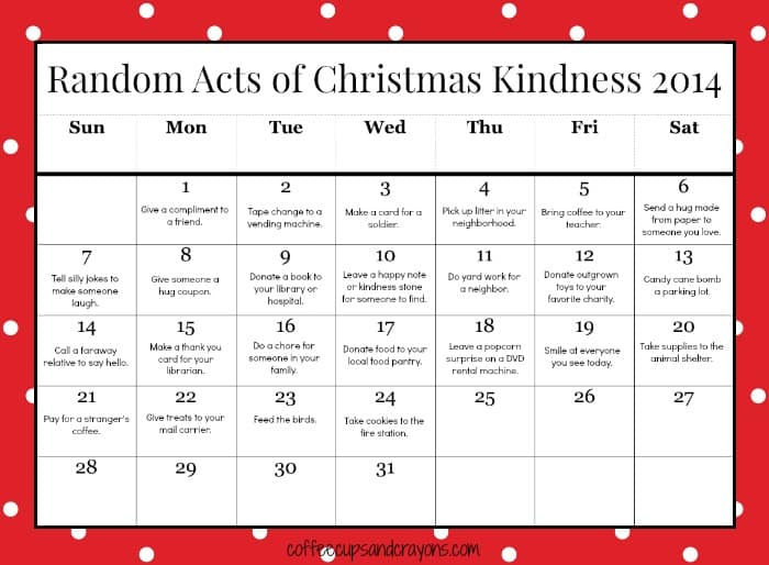 Random Acts of Christmas Kindness - Advent Activities for Kids {Weekend Links} from HowToHomeschoolMyChild.com