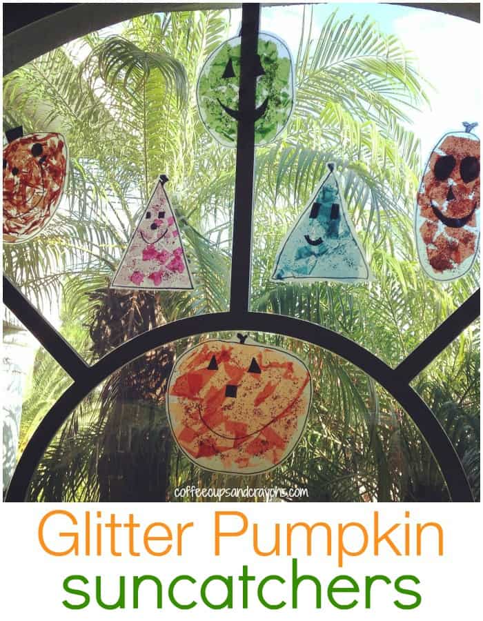 Glitter Pumpkin Suncatcher Craft | Coffee Cups and Crayons