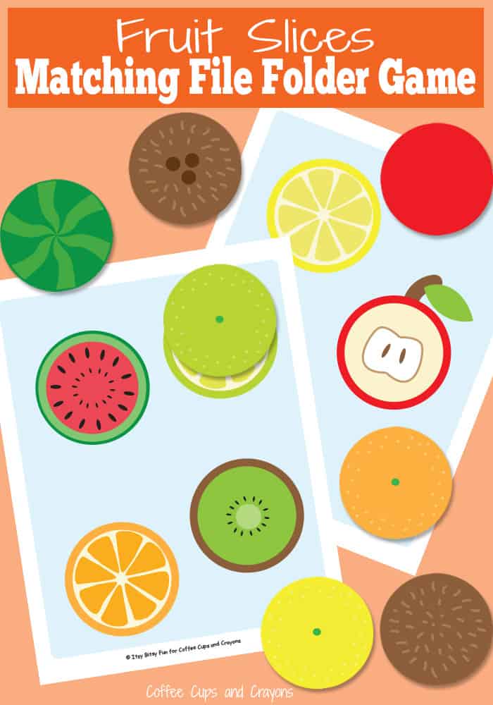 Fruit Slices File Folder Game Coffee Cups and Crayons