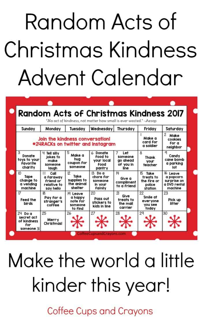 Random Acts Of Christmas Kindness Advent Calendar Coffee Cups And Crayons